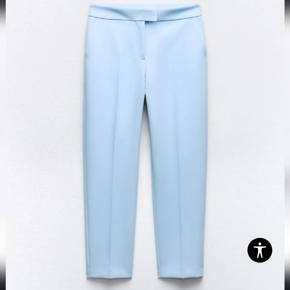 ZARA Baby Blue Straight Leg Dress Pants | Tailored Trousers